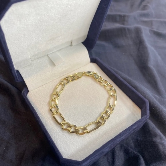 Solid 14 Karat Gold Figaro Bracelet 13 Grams 7.15mm 8inches - Picture 1 of 5